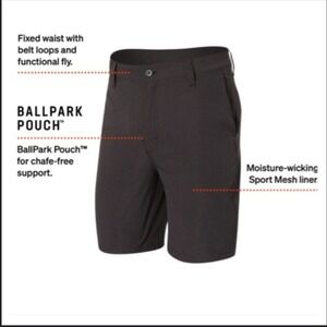 Saxx BallPark Pouch Go To Town 2N1 8"Inseam Dark Gray Mens Shorts - 40